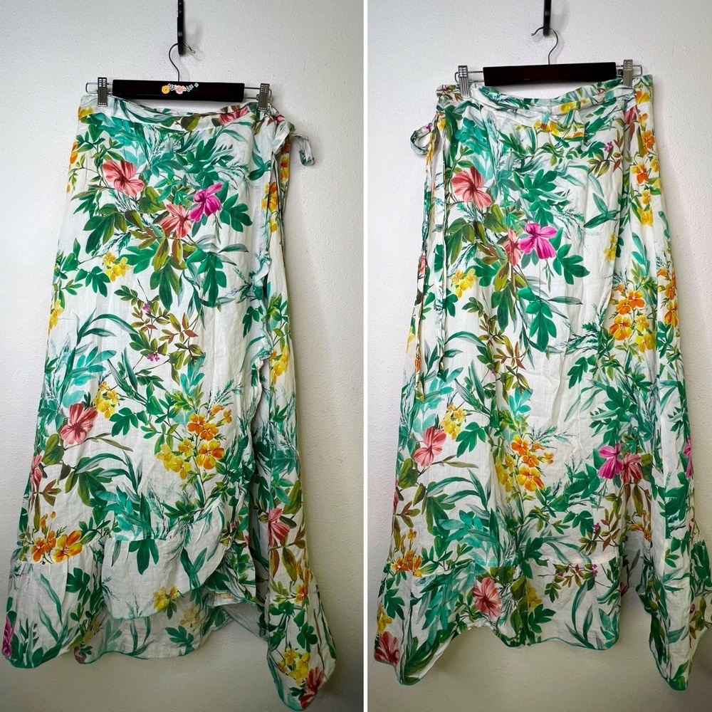 Johnny Was Linen Wrap Skirt, Tulum Print, size L - Picture 3 of 6